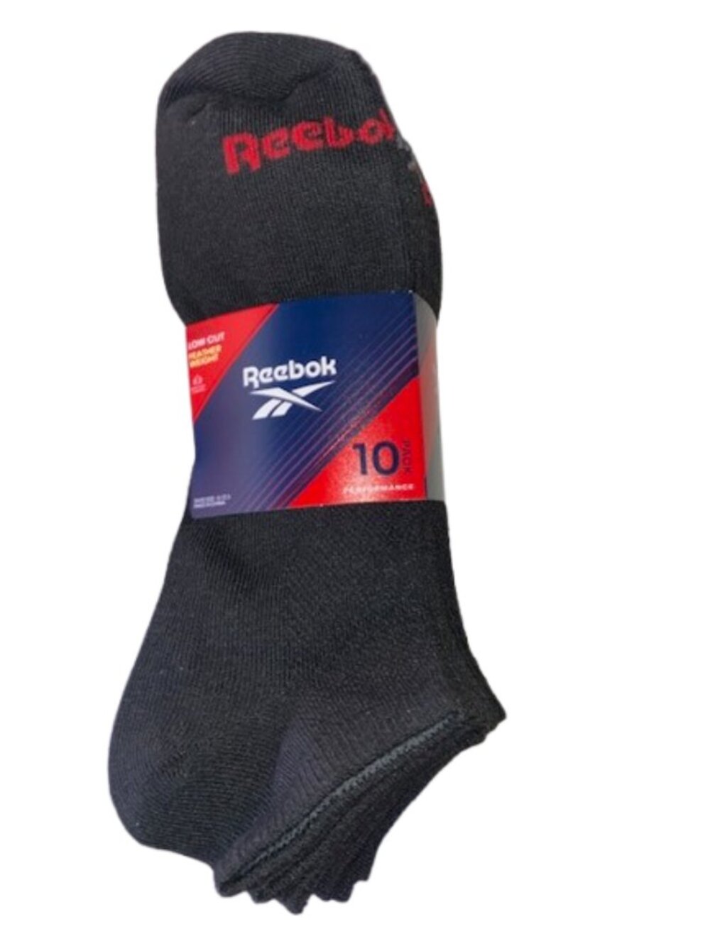 Reebok 10 Pair Men's Black Feather Weight Low Cut Socks Shoe Size 6-12.5